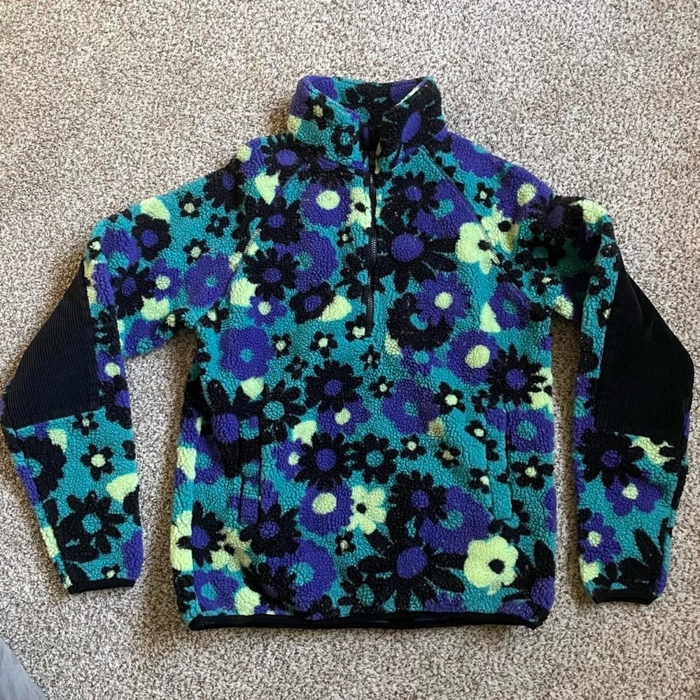 urban outfitters floral patterned fleece sweater